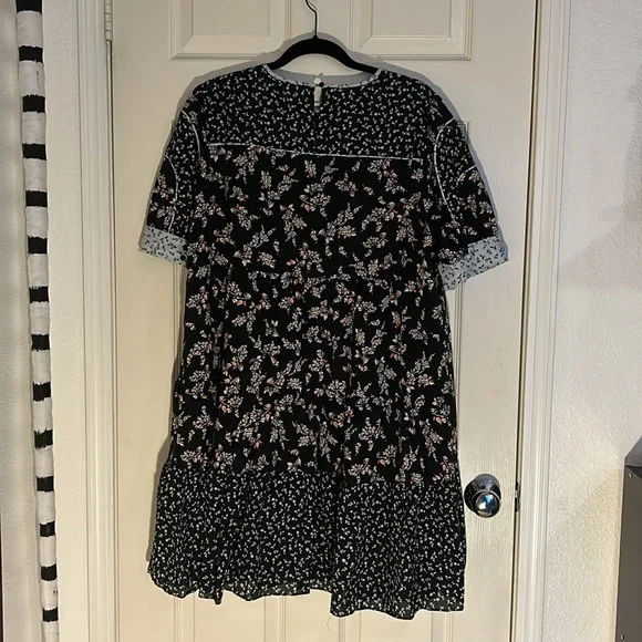 Ann Taylor Babydoll black blue orange floral dress - Picture 2 of 4